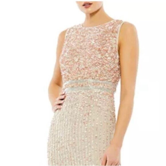 Mac Duggal Sequined High Neck Sleeveless Column Gown Size 2